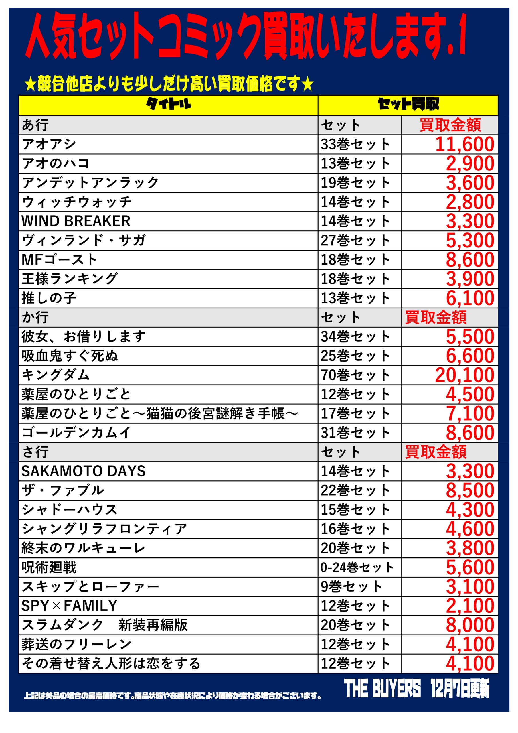 推しの子全巻セット6100円で買取させていただきました！セットコミック 