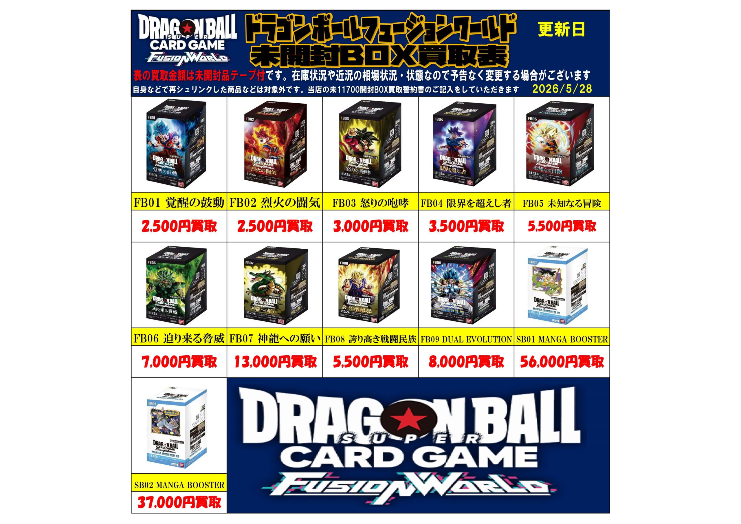 ドラゴンボール フュージョンワールド 未開封パック まとめ 